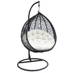 Charles Bentley Hanging Swing Chair Seat - Black & Cream